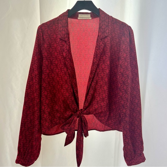 UO URBAN OUTFITTERS paisley satin tie blouse TOP - Picture 7 of 10